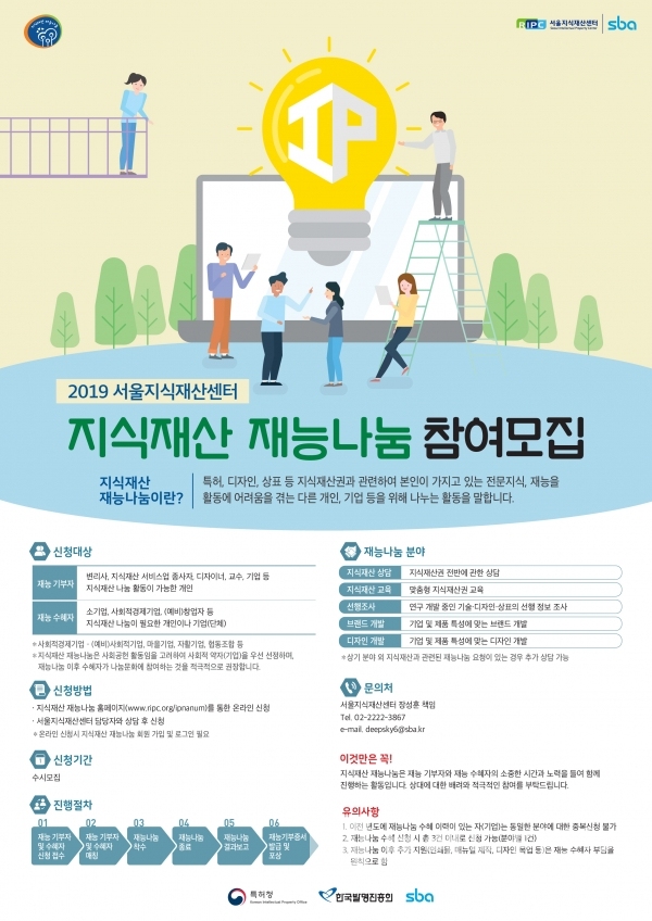 2019 서울지식재산센ㅌ처 지식재산 재능나눔 참여모집 포스터