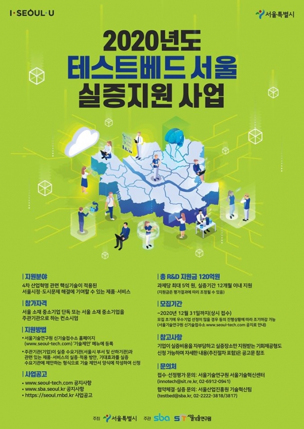 2020년도 테스트베드서울 실증지원사업 포스터