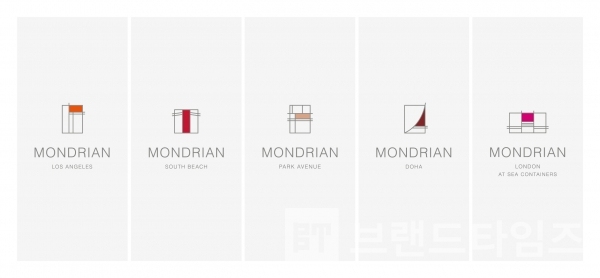 몬드리안® 로스앤젤레스, 사우스비치, 뉴욕, 도하, 런던의 브랜드 BI(Brand Identity) 디자인/사진=sbe 누리집 갈무리