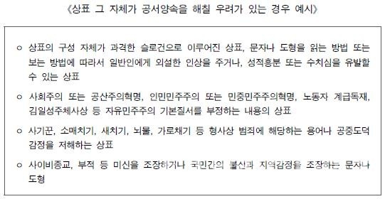 상표 그 자체가 공서양속을 해칠 우려가 있는 경우 예시/사진=특허법률사무소 소담 블로그 갈무리(캡처)