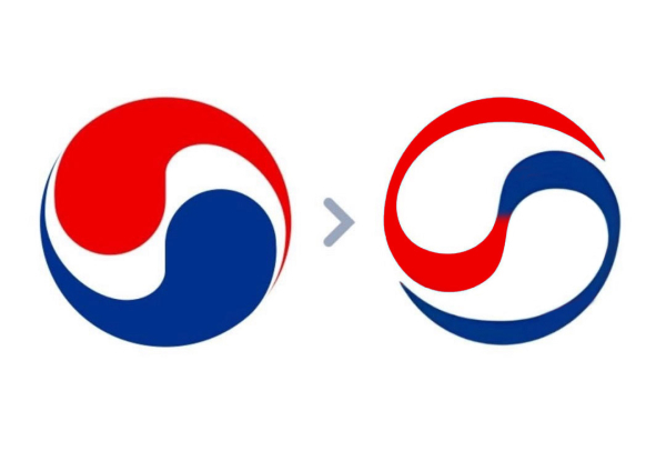대한항공 변경 전 심볼마크(좌측)과 컬러를 변경한 새로운 심볼마크(우측)/사진=브랜드타임즈®