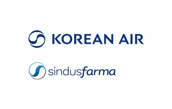대한항공 새로운 심볼마크(위쪽)과 브라질 제약제품산업연합의 신더스파마(Sindusfarma) 심볼마크(아래쪽)에 대해 설문지를 통해 유사성 평가를 했다/사진=브랜드타임즈®
